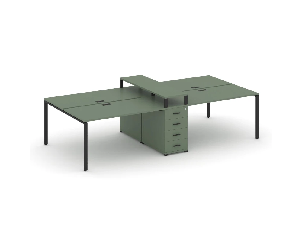 Рабочая станция 4 места с 1 опорной тумбой CN.DRS-436 B 3580x1480x917 Концепт / Concept