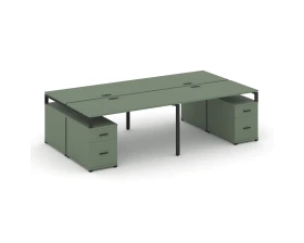 Рабочая станция 4 места с 2 двухсторонними опорными тумбами CN.DRS-332 B 3160/3892x1480x750 Концепт / Concept images