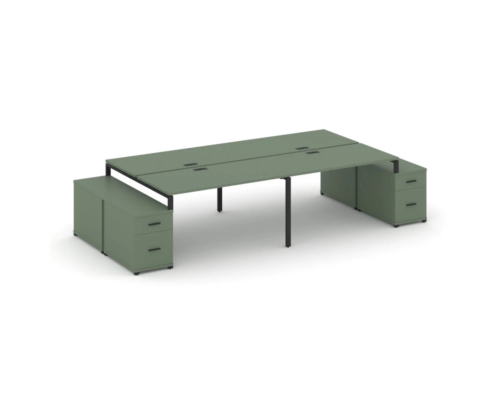 Рабочая станция 4 места с 2 двухсторонними опорными тумбами CN.DRS-332 B 3160/3892x1480x750 Концепт / Concept