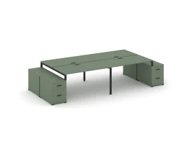 Рабочая станция 4 места с 2 двухсторонними опорными тумбами CN.DRS-332 B 3160/3892x1480x750 Концепт / Concept images