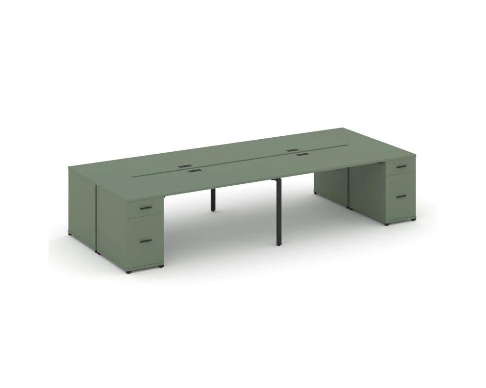 Рабочая станция 4 места с 2 опорными тумбами CN.DRS-430 B 3200x1480x750 Концепт / Concept