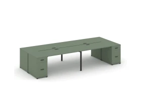 Рабочая станция 4 места с 2 опорными тумбами CN.DRS-430 B 3200x1480x750 Концепт / Concept images