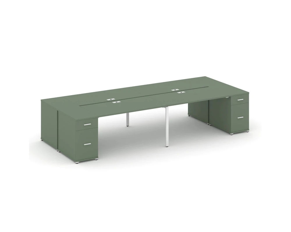 Рабочая станция 4 места с 2 опорными тумбами CN.DRS-430 W 3200x1480x750 Концепт / Concept