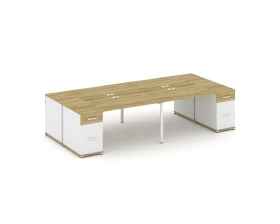 Рабочая станция 4 места с 2 опорными тумбами CN.DRS-430 W 3200x1480x750 Концепт / Concept images