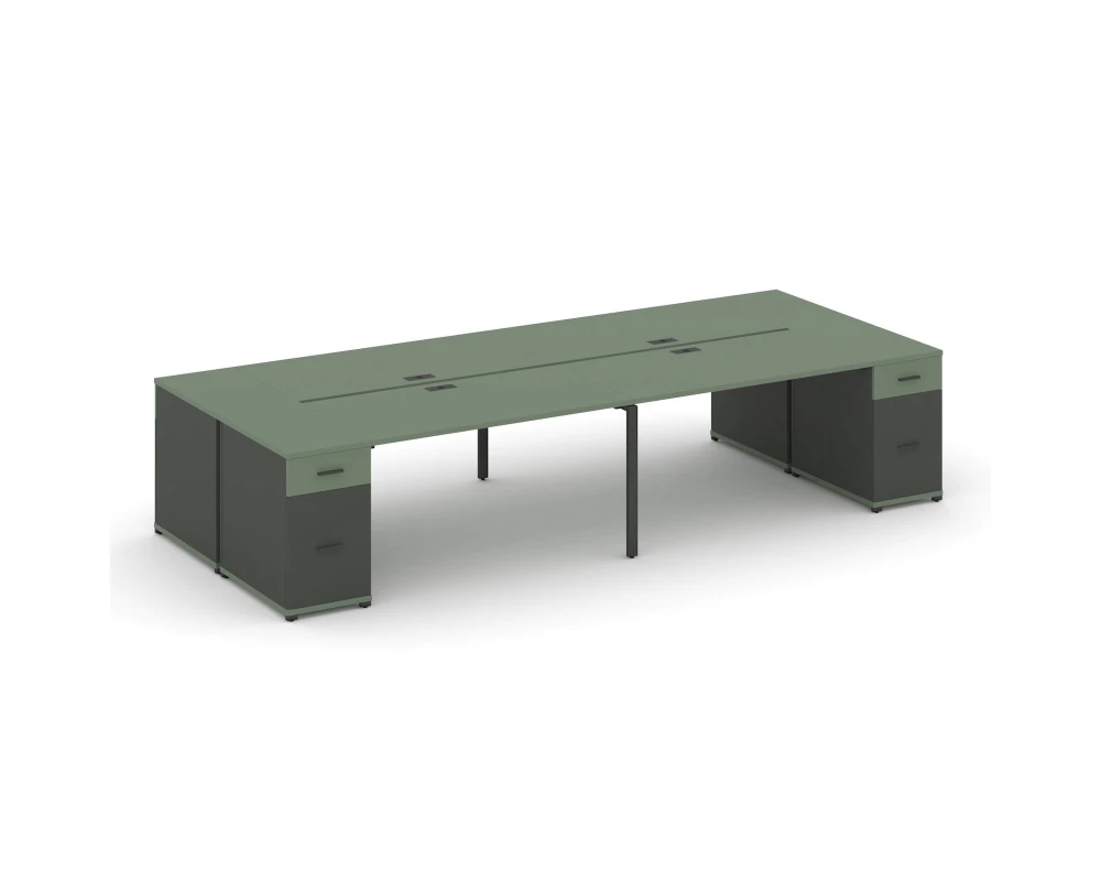 Рабочая станция 4 места с 2 опорными тумбами CN.DRS-430 W 3200x1480x750 Концепт / Concept