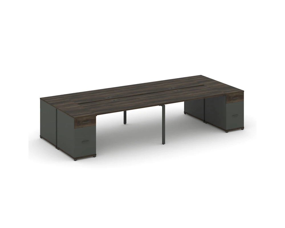 Рабочая станция 4 места с 2 опорными тумбами CN.DRS-430 W 3200x1480x750 Концепт / Concept