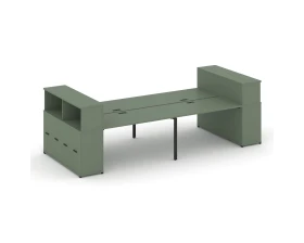 Рабочая станция с опорными распаш. шкафами с надставкой низ. CN.DRS-269 B 2800x1480x1140 Концепт / Concept images