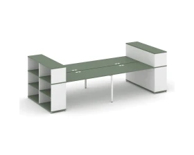 Рабочая станция с опорными стеллажами с надставкой низ. CN.DRS-256 4000x1480x1140 Концепт / Concept images