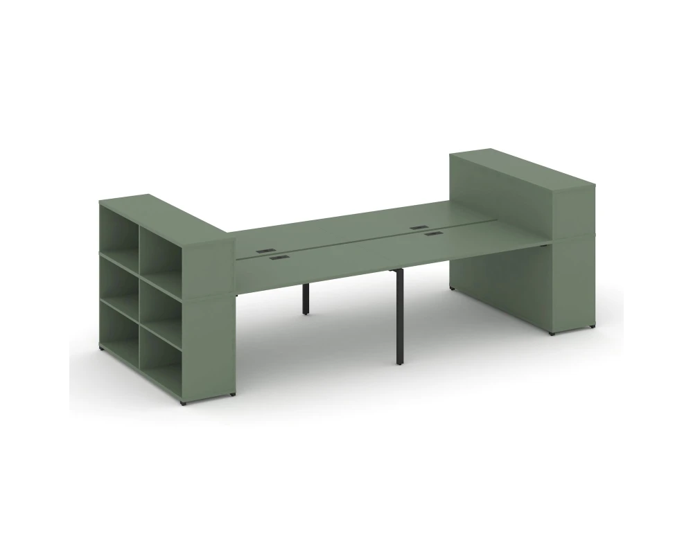 Рабочая станция с опорными стеллажами с надставкой низ. CN.DRS-256 4000x1480x1140 Концепт / Concept