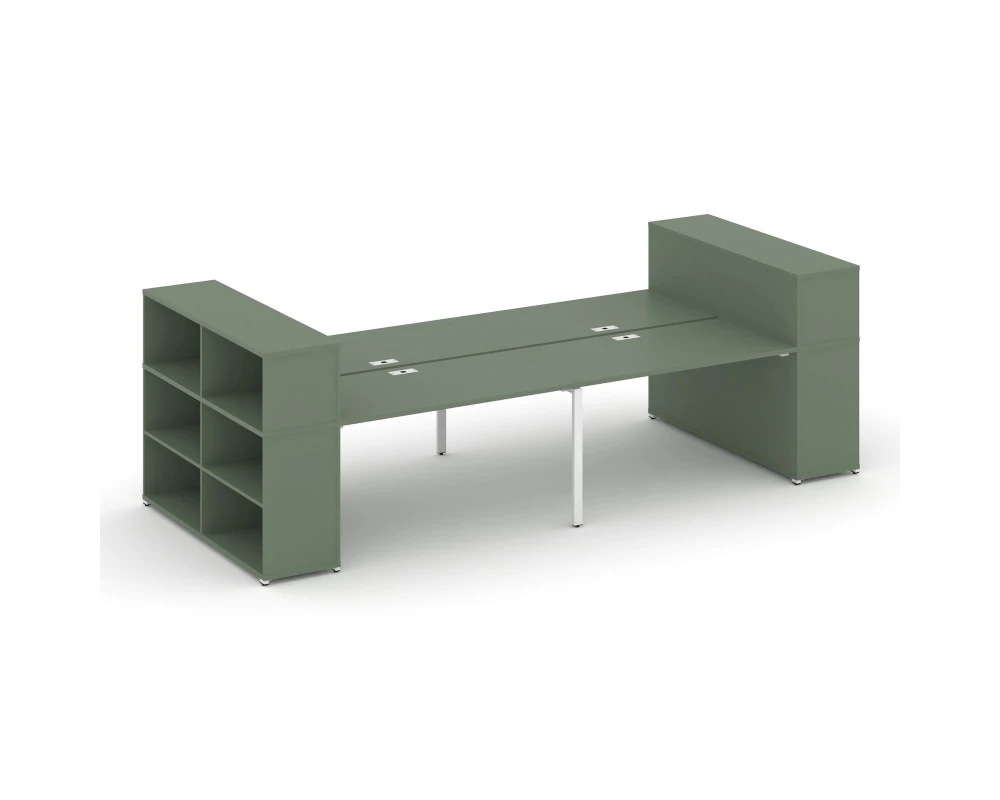 Рабочая станция с опорными стеллажами с надставкой низ. CN.DRS-256 4000x1480x1140 Концепт / Concept