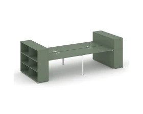 Рабочая станция с опорными стеллажами с надставкой низ. CN.DRS-256 4000x1480x1140 Концепт / Concept images