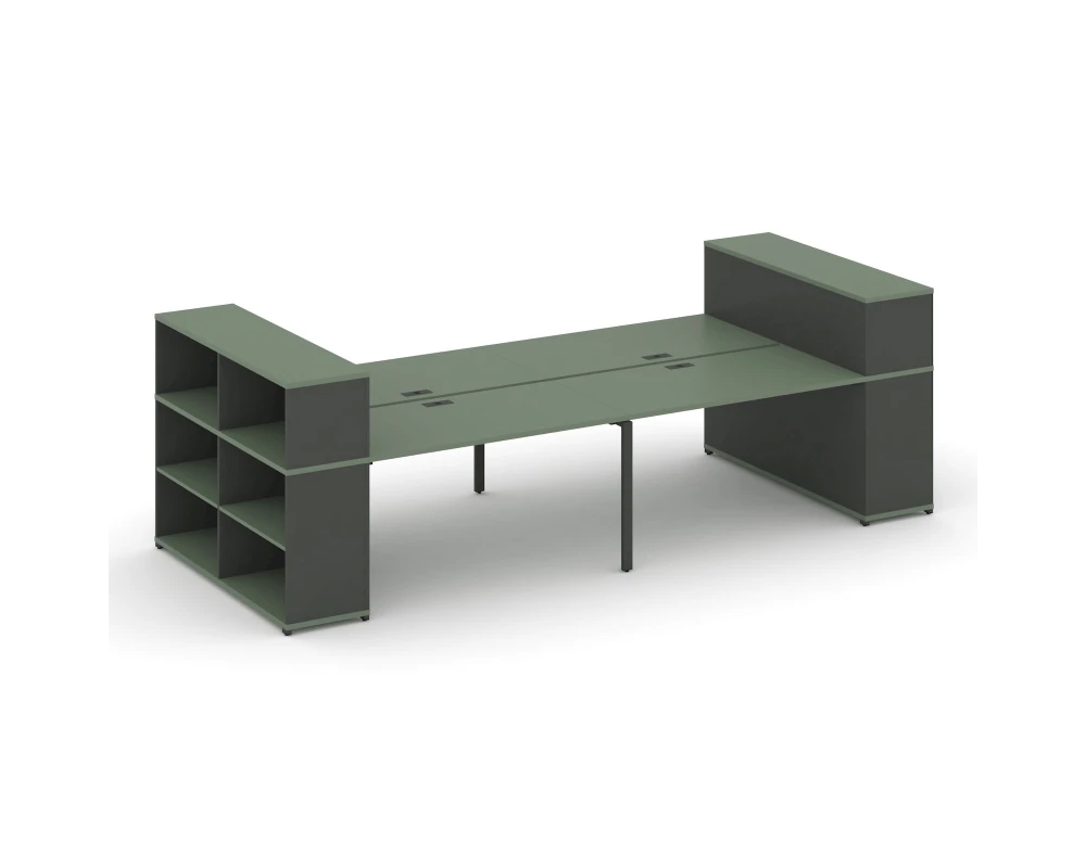 Рабочая станция с опорными стеллажами с надставкой низ. CN.DRS-256 4000x1480x1140 Концепт / Concept