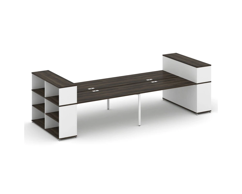 Рабочая станция с опорными стеллажами с надставкой низ. CN.DRS-256 4000x1480x1140 Концепт / Concept