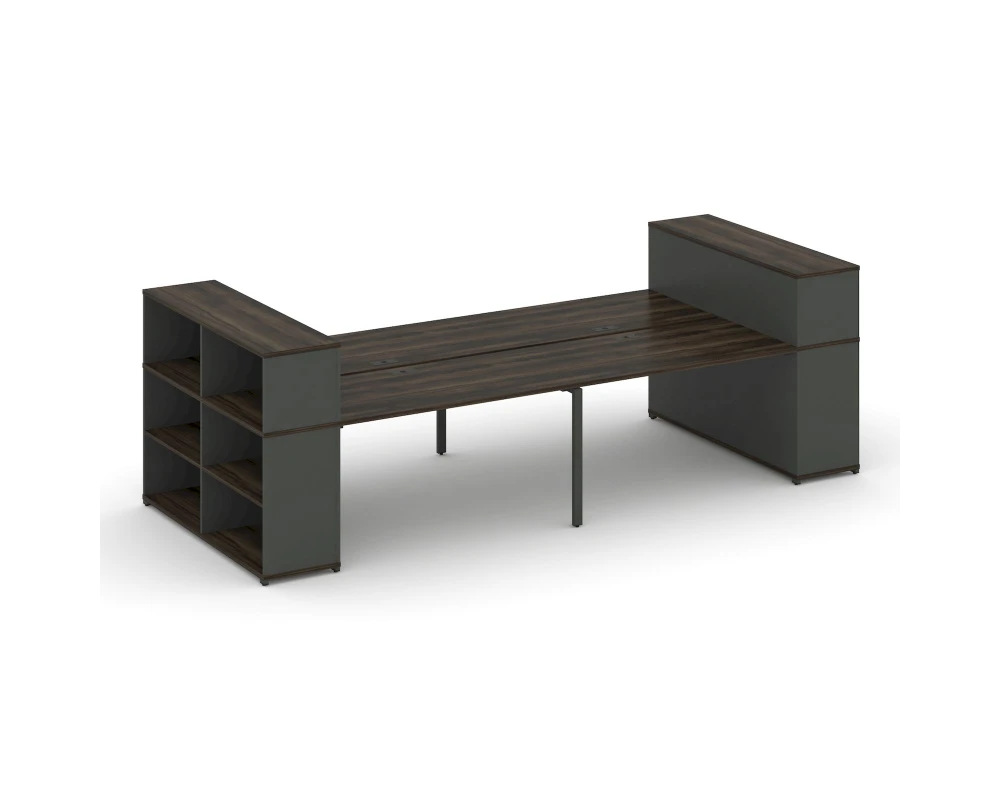 Рабочая станция с опорными стеллажами с надставкой низ. CN.DRS-256 4000x1480x1140 Концепт / Concept