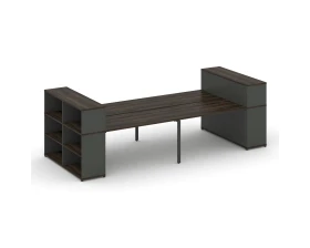 Рабочая станция с опорными стеллажами с надставкой низ. CN.DRS-256 4000x1480x1140 Концепт / Concept images