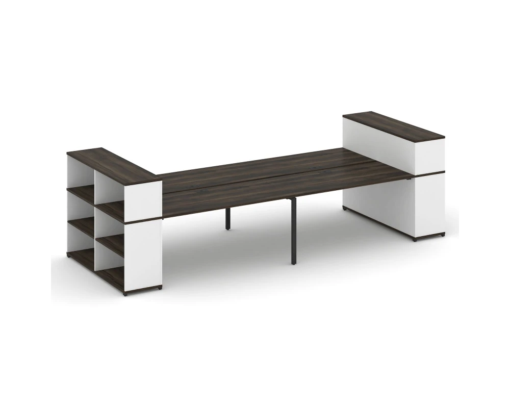 Рабочая станция с опорными стеллажами с надставкой низ. CN.DRS-256 4000x1480x1140 Концепт / Concept