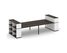 Рабочая станция с опорными стеллажами с надставкой низ. CN.DRS-256 4000x1480x1140 Концепт / Concept images