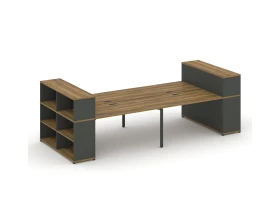 Рабочая станция с опорными стеллажами с надставкой низ. CN.DRS-256 4000x1480x1140 Концепт / Concept images