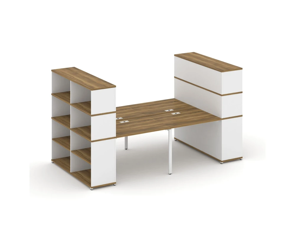 Рабочая станция с опорными стеллажами с надставкой выс. CN.DRS-257 2800x1480x1530 Концепт / Concept