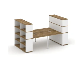 Рабочая станция с опорными стеллажами с надставкой выс. CN.DRS-257 2800x1480x1530 Концепт / Concept images