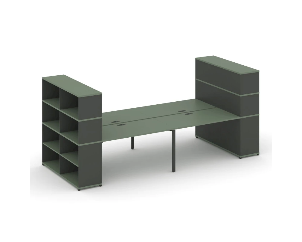 Рабочая станция с опорными стеллажами с надставкой выс. CN.DRS-257 2800x1480x1530 Концепт / Concept