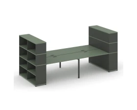 Рабочая станция с опорными стеллажами с надставкой выс. CN.DRS-257 2800x1480x1530 Концепт / Concept images