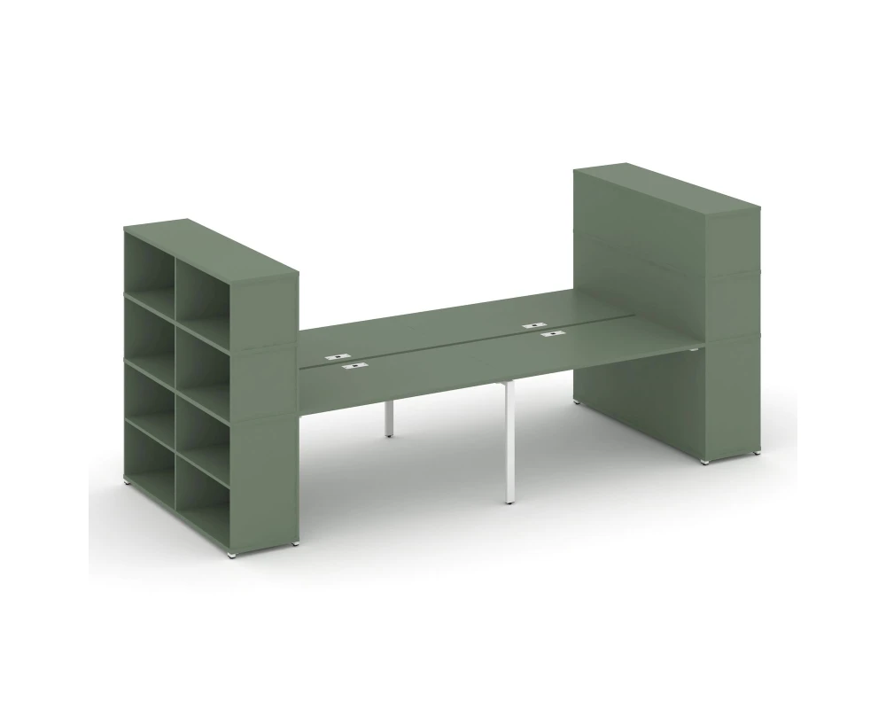 Рабочая станция с опорными стеллажами с надставкой выс. CN.DRS-257 2800x1480x1530 Концепт / Concept