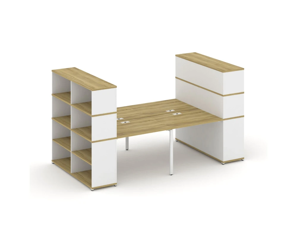 Рабочая станция с опорными стеллажами с надставкой выс. CN.DRS-257 2800x1480x1530 Концепт / Concept