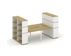 Рабочая станция с опорными стеллажами с надставкой выс. CN.DRS-257 2800x1480x1530 Концепт / Concept images