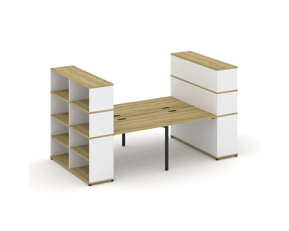 Рабочая станция с опорными стеллажами с надставкой выс. CN.DRS-257 2800x1480x1530 Концепт / Concept