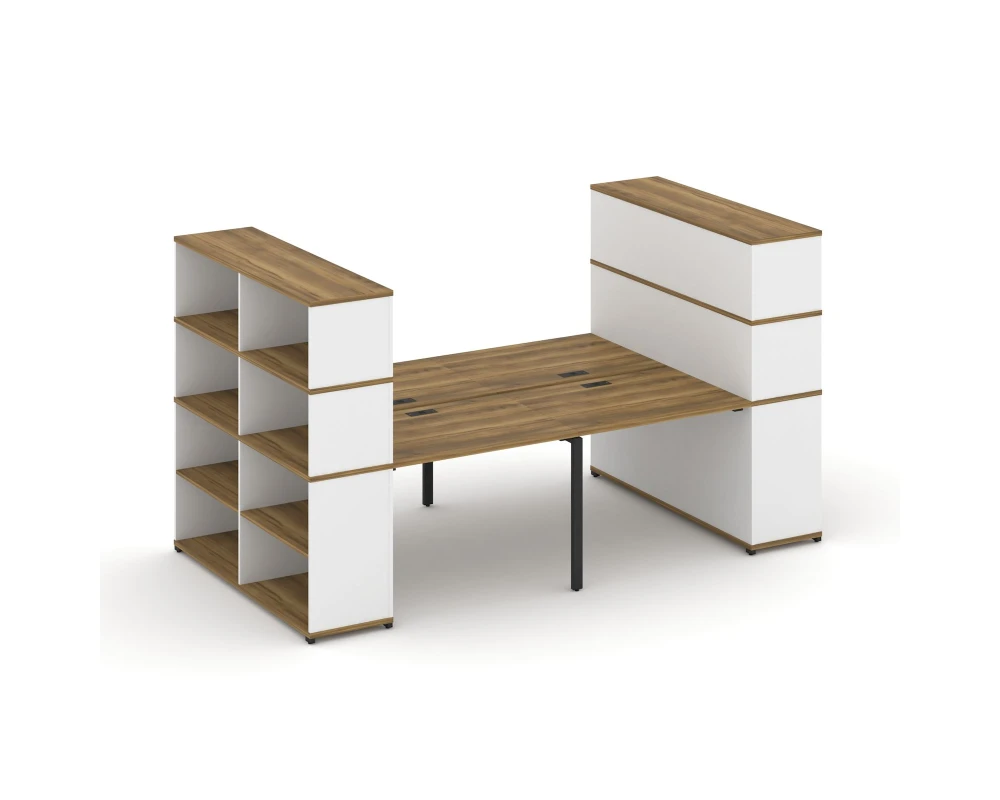 Рабочая станция с опорными стеллажами с надставкой выс. CN.DRS-257 2800x1480x1530 Концепт / Concept