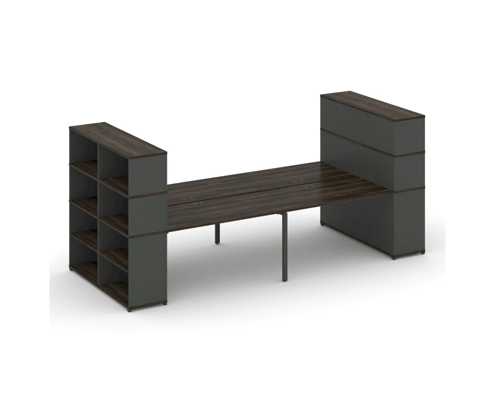Рабочая станция с опорными стеллажами с надставкой выс. CN.DRS-257 2800x1480x1530 Концепт / Concept
