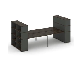 Рабочая станция с опорными стеллажами с надставкой выс. CN.DRS-257 2800x1480x1530 Концепт / Concept images