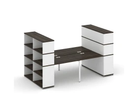 Рабочая станция с опорными стеллажами с надставкой выс. CN.DRS-257 2800x1480x1530 Концепт / Concept images