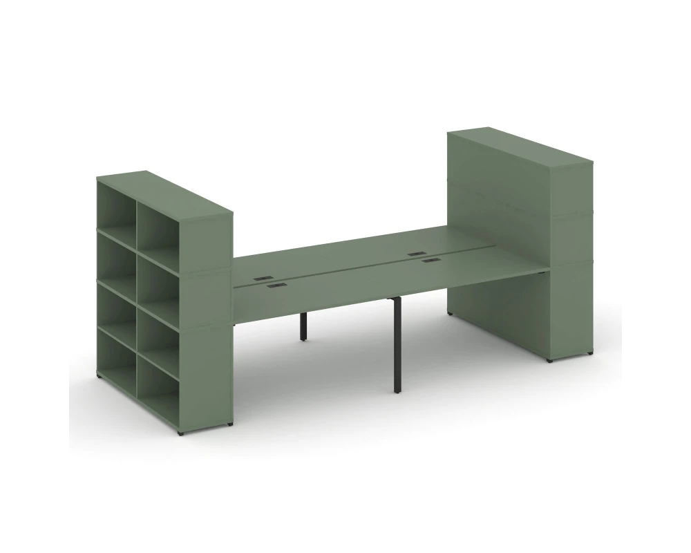 Рабочая станция с опорными стеллажами с надставкой выс. CN.DRS-257 2800x1480x1530 Концепт / Concept