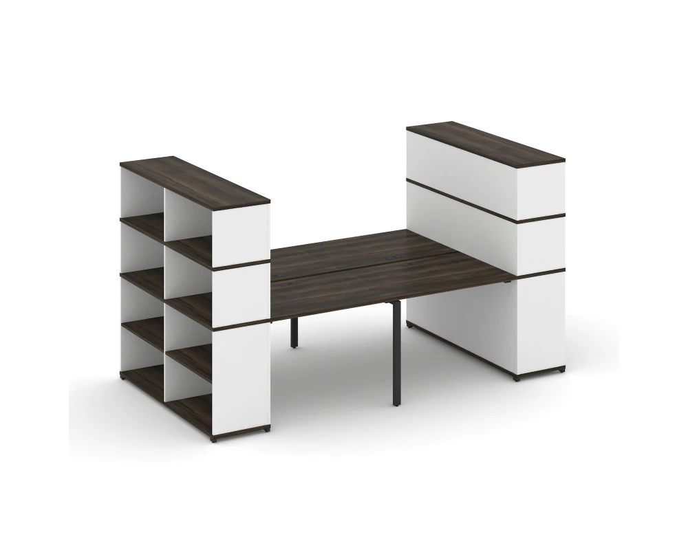 Рабочая станция с опорными стеллажами с надставкой выс. CN.DRS-257 2800x1480x1530 Концепт / Concept