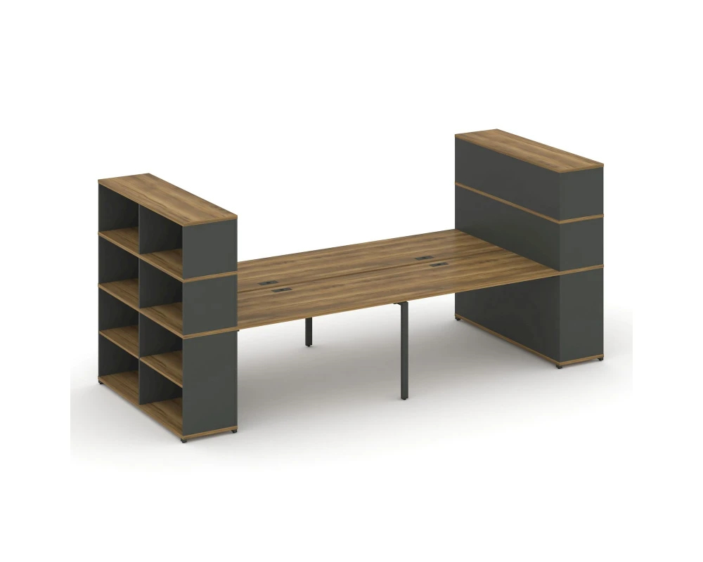 Рабочая станция с опорными стеллажами с надставкой выс. CN.DRS-257 2800x1480x1530 Концепт / Concept