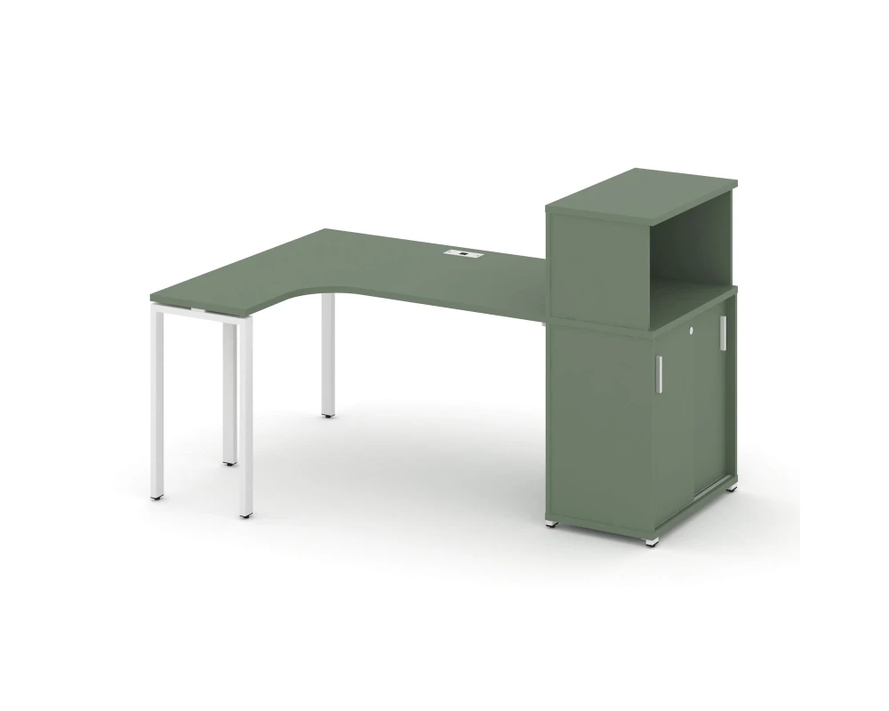Стол эргономичный с опорным шкафом-купе с надставкой низ. CN.SA-219(L) W 1800x1180x1140 Концепт / Concept