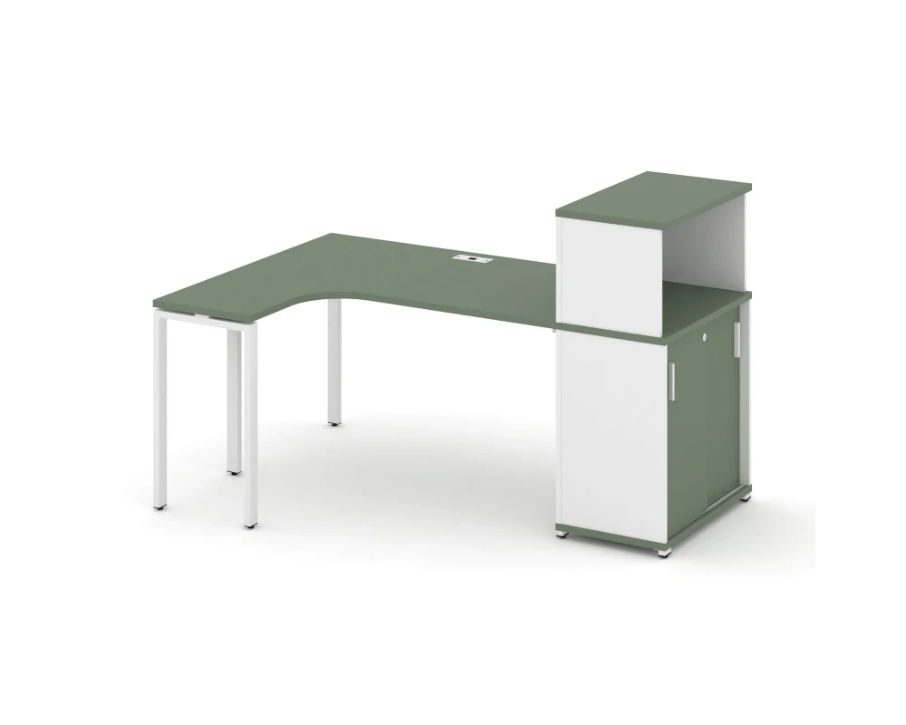 Стол эргономичный с опорным шкафом-купе с надставкой низ. CN.SA-219(L) W 1800x1180x1140 Концепт / Concept