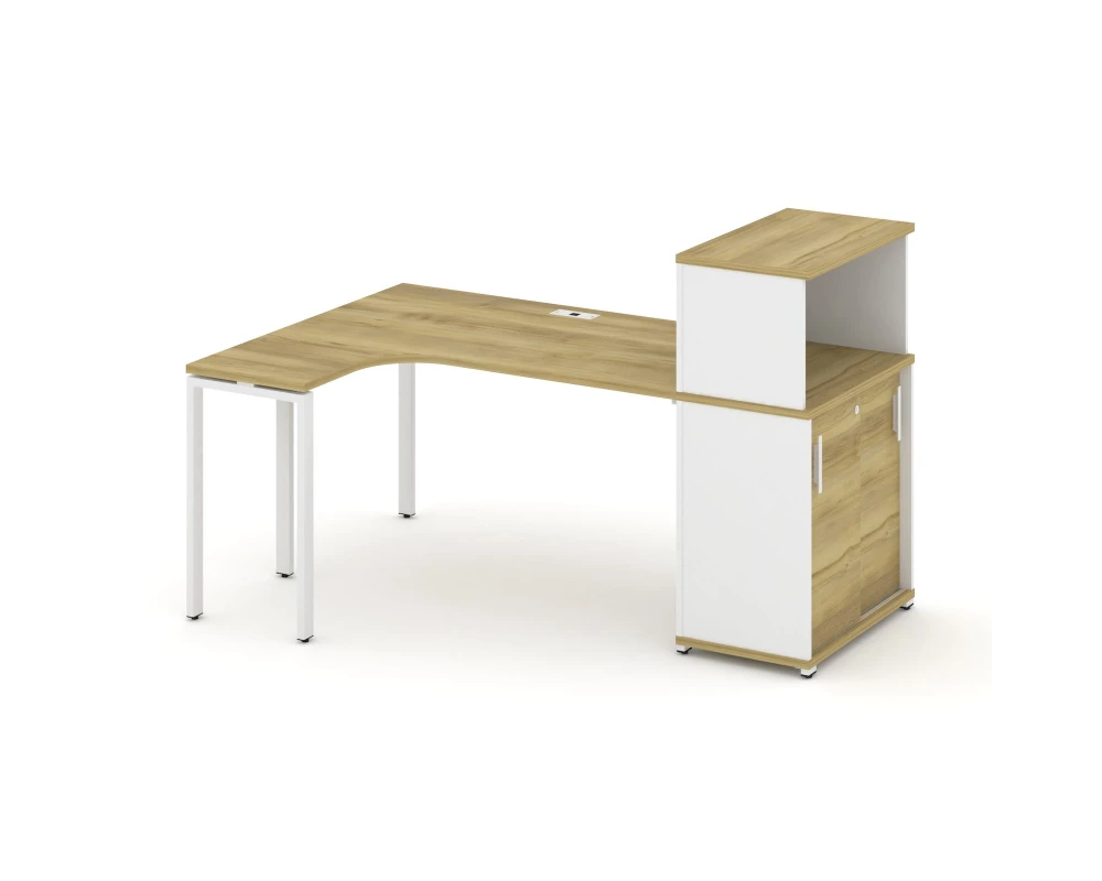 Стол эргономичный с опорным шкафом-купе с надставкой низ. CN.SA-219(L) W 1800x1180x1140 Концепт / Concept
