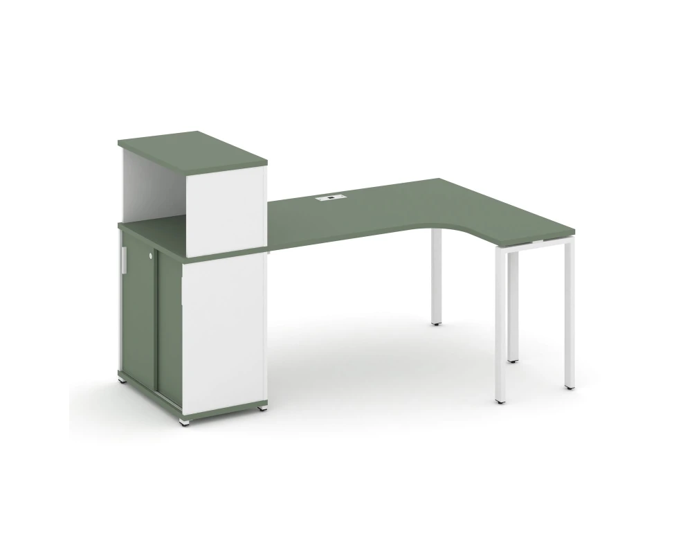 Стол эргономичный с опорным шкафом-купе с надставкой низ. CN.SA-219(R) W 1800x1180x1140 Концепт / Concept