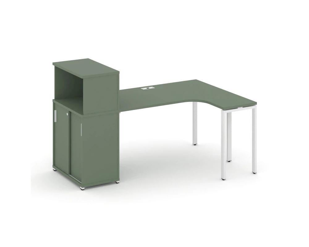 Стол эргономичный с опорным шкафом-купе с надставкой низ. CN.SA-219(R) W 1800x1180x1140 Концепт / Concept