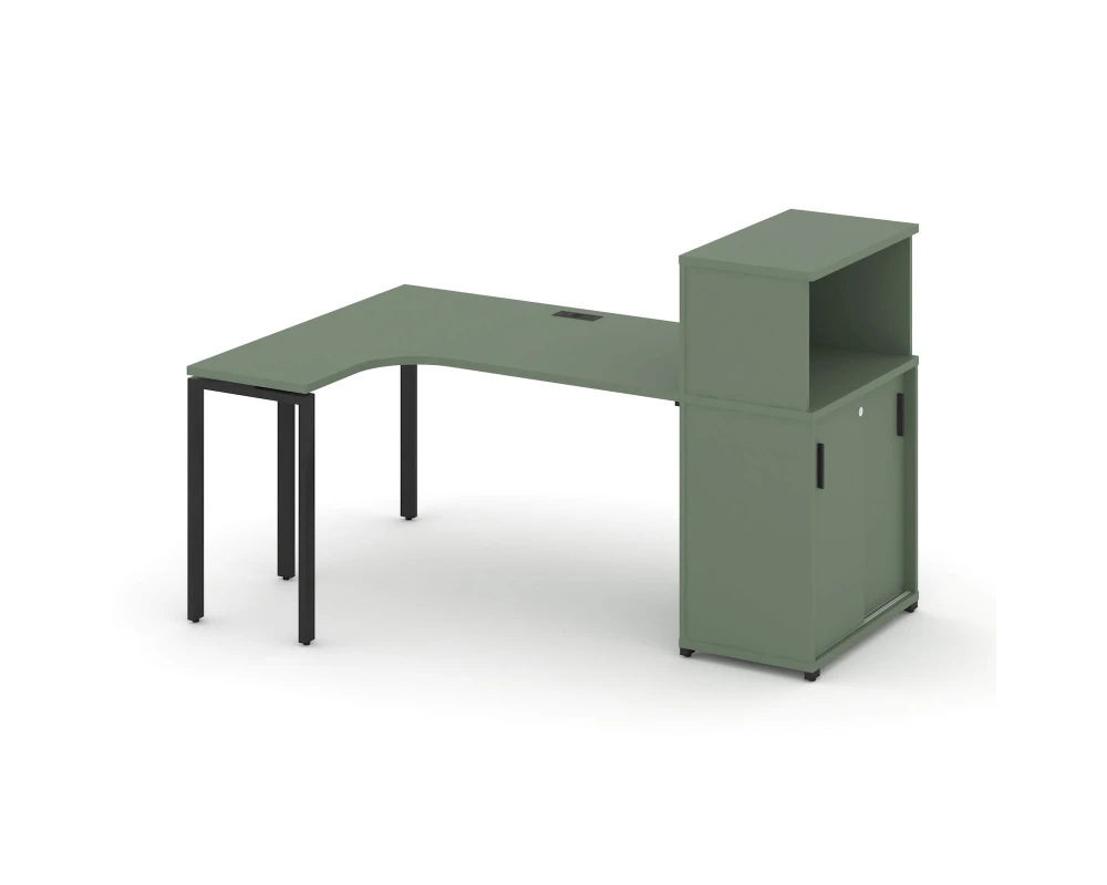 Стол эргономичный с опорным шкафом-купе с надставкой низ. CN.SA-220(L) B 2000x1180x1140 Концепт / Concept