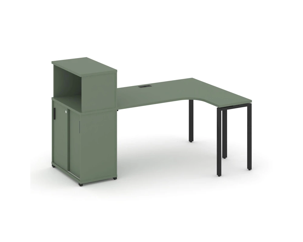 Стол эргономичный с опорным шкафом-купе с надставкой низ. CN.SA-220(R) B 2000x1180x1140 Концепт / Concept