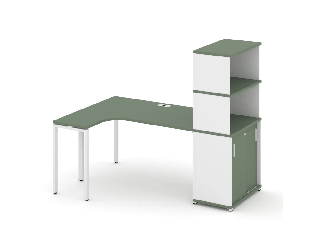 Стол эргономичный с опорным шкафом-купе с надставкой выс. CN.SA-221(L) W 1800x1180x1530 Концепт / Concept