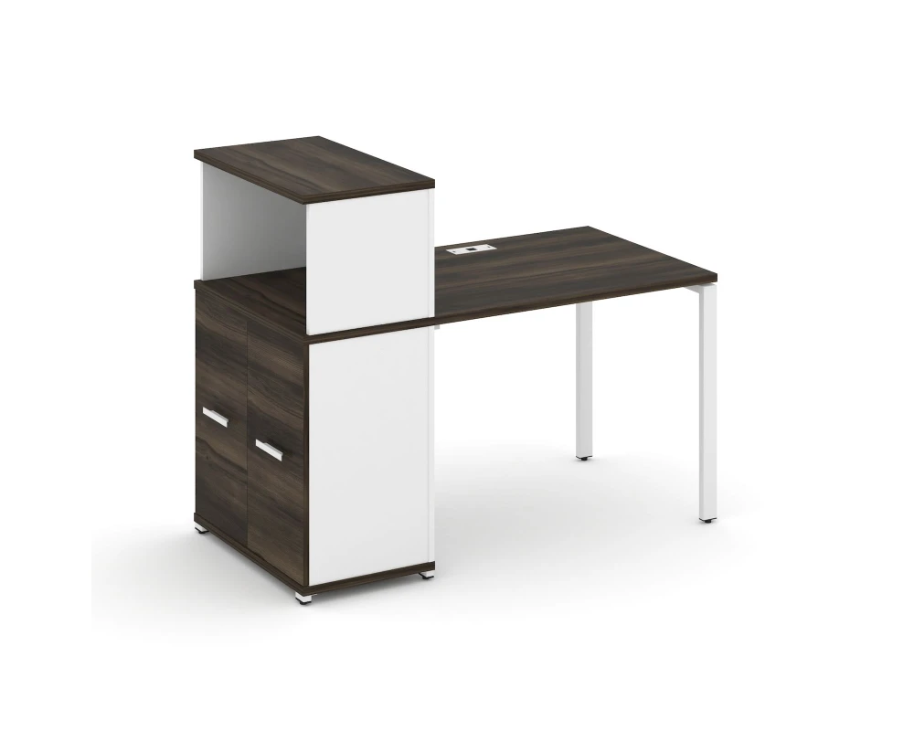 Стол рабочий с опорным распаш. шкафом с надставкой низ. CN.SP-225 W 1400x720x1140 Концепт / Concept