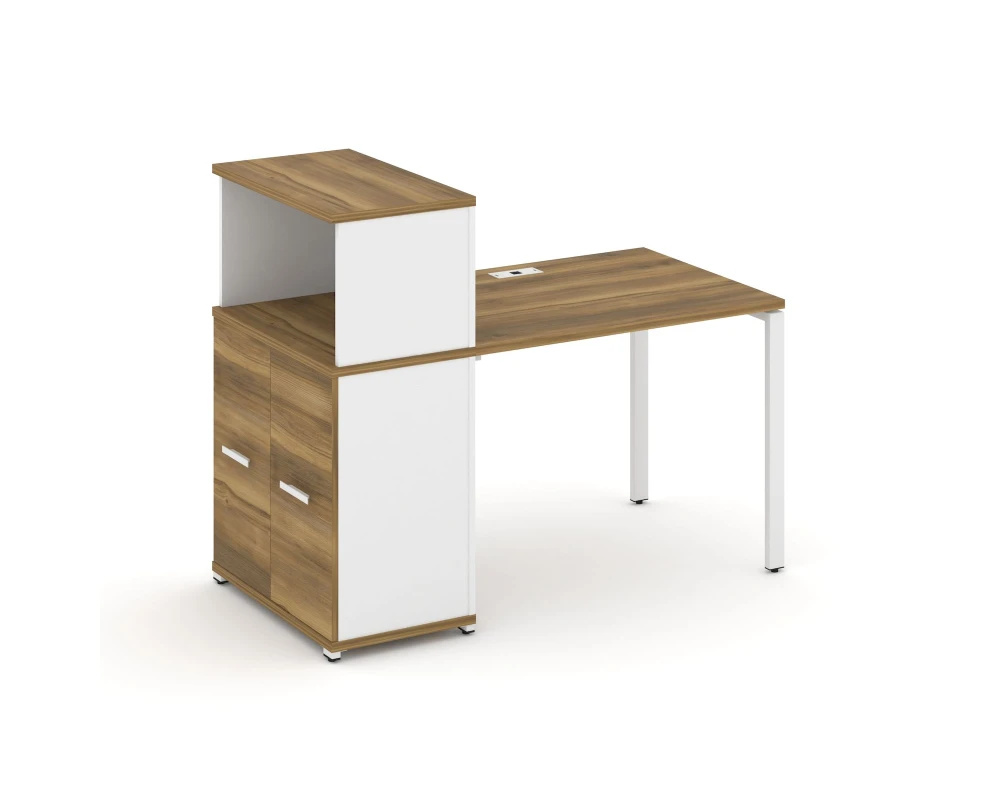 Стол рабочий с опорным распаш. шкафом с надставкой низ. CN.SP-225 W 1400x720x1140 Концепт / Concept