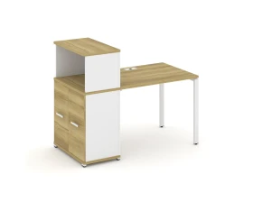 Стол рабочий с опорным распаш. шкафом с надставкой низ. CN.SP-225 W 1400x720x1140 Концепт / Concept images