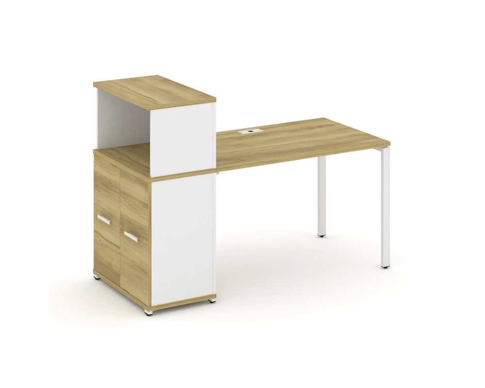 Стол рабочий с опорным распаш. шкафом с надставкой низ. CN.SP-226 W 1600x720x1140 Концепт / Concept