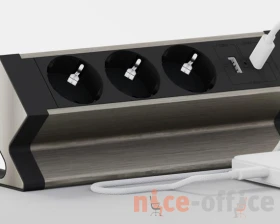 Блок розеток настольный с двумя крепежами (3 розетки, USB-A, USB-C) 215x75x82 Рива / Riva images